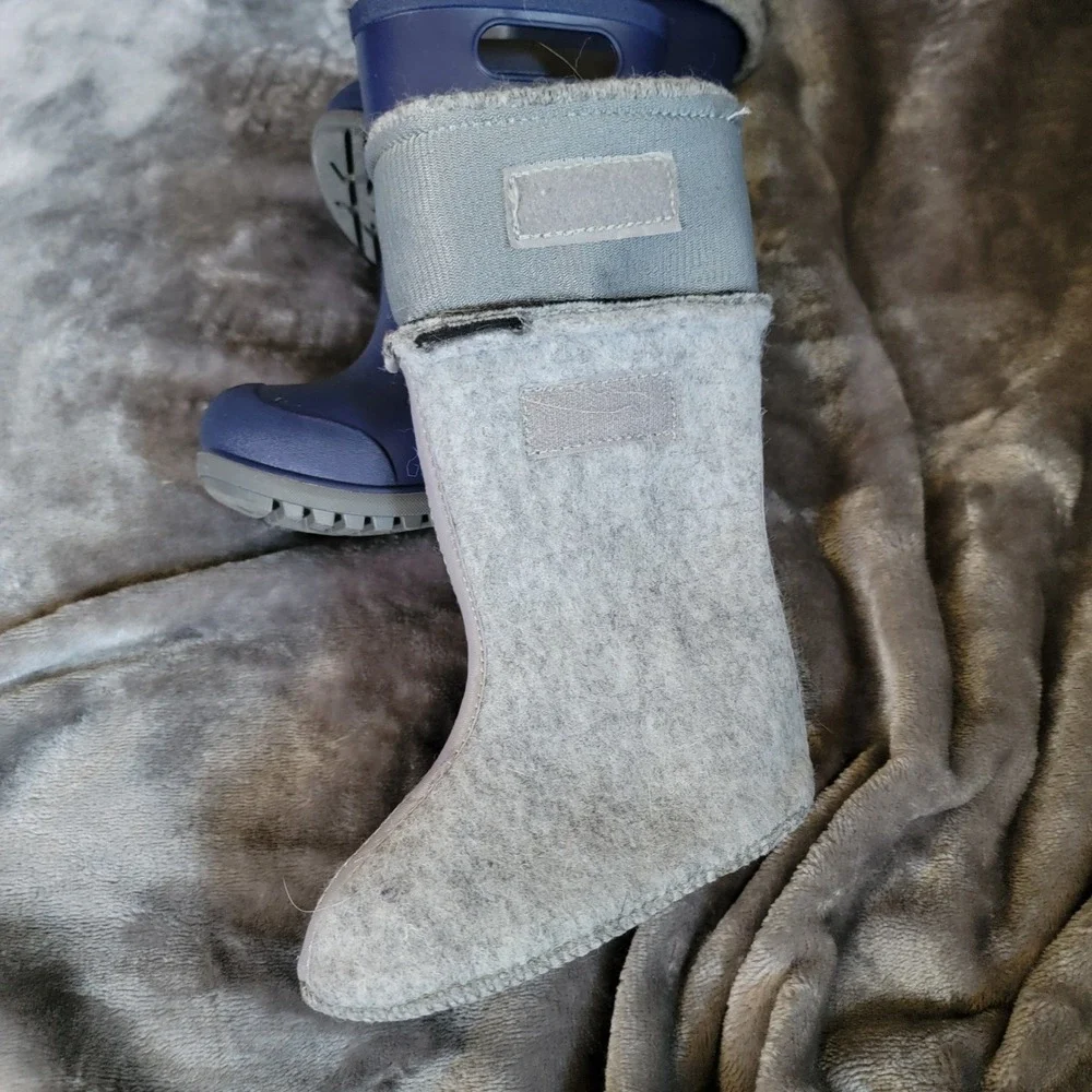 Stride Rite Rain Boots Boys 5 Navy Excellent Gecko Felt Liner Animal Face 360